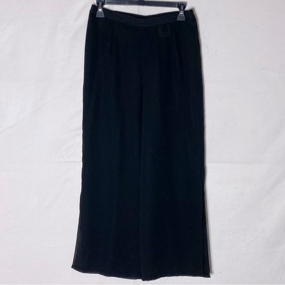 Vintage Cartise Black Sheer Layered Cropped Wide Leg Pants 6